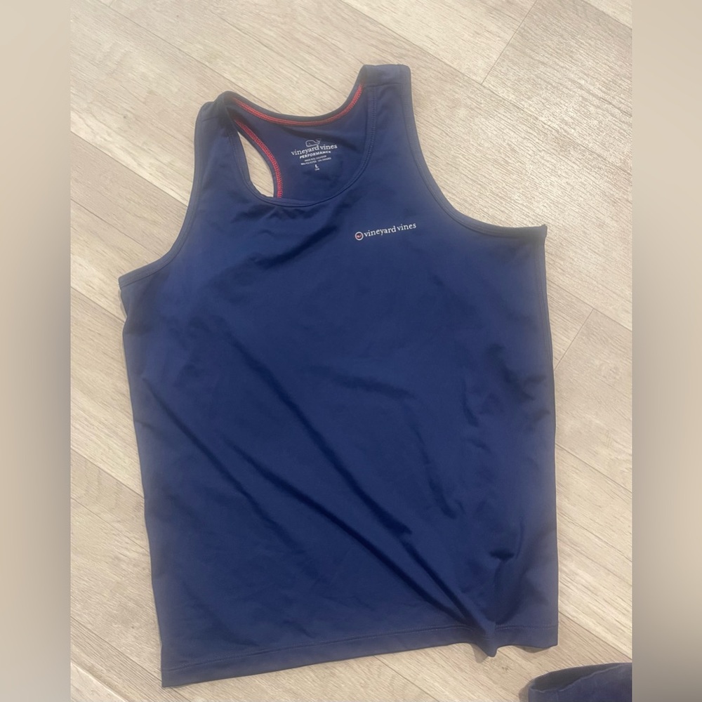 Vineyard vines girls athletic tank large 14 navy